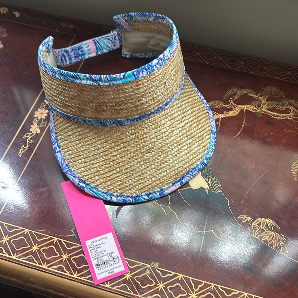 Lilly Pulitzer Straw Visor with Pink Accent NWT